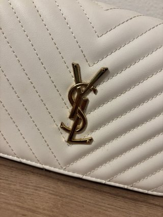 Bolso de hombro Saint Laurent blanco y dorado