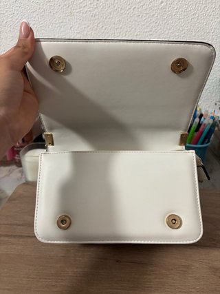 Bolso de hombro Saint Laurent blanco y dorado