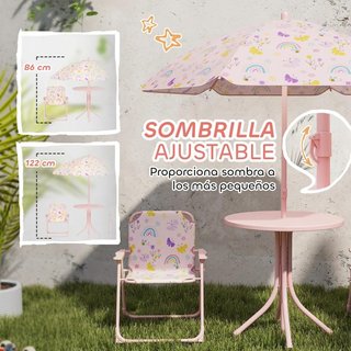 Conjunto Infantil de Jardín Plegable con 2 Sillas
