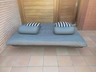 Sofá Cama Plegable Gris y Negro