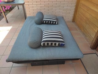 Sofá Cama Plegable Gris y Negro