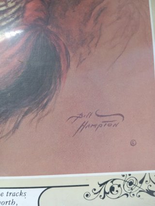 Litografía vintage Bill Hampton Pluma