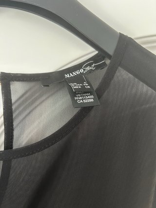 Vestido Mango transparencias encaje negro