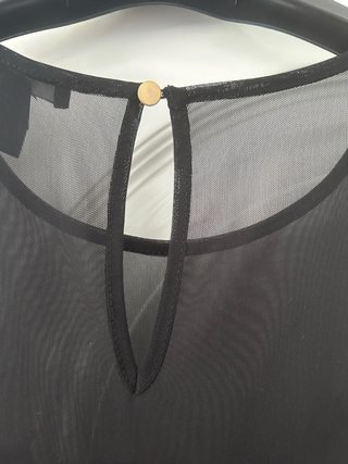 Vestido Mango transparencias encaje negro