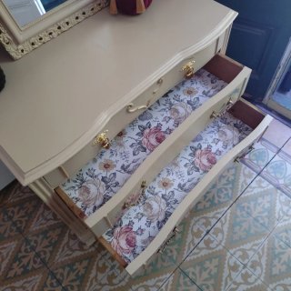 Cómoda Vintage Beige • Mueble Tocador + Espejo