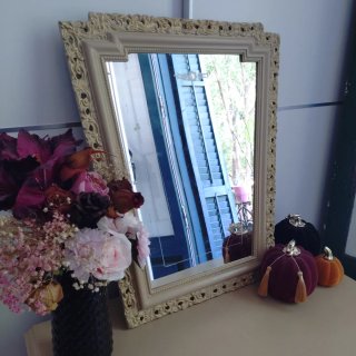 Cómoda Vintage Beige • Mueble Tocador + Espejo
