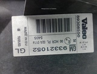 Opel 93321052 faro izquierdo meriva a 1.6 23004856