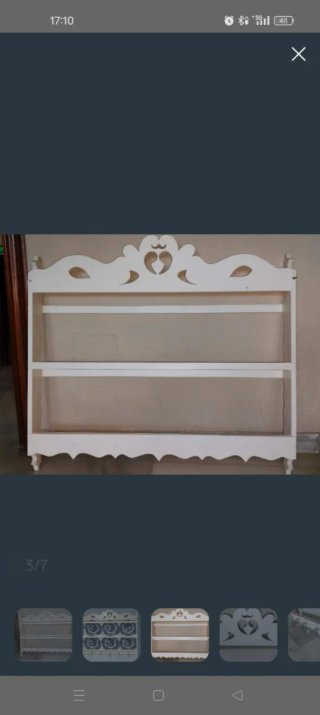 Blanco Estante para Platos de Madera