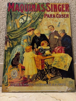 Poster antiguo Maquinas Singer para coser 39x28