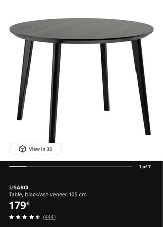 Mesa redonda negra Ikea 105cm. Precio negociable