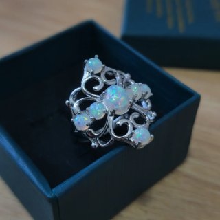 Anillo Plata 925 Ópalo y Circonitas Talla 57