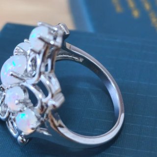 Anillo Plata 925 Ópalo y Circonitas Talla 57