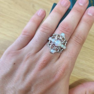 Anillo Plata 925 Ópalo y Circonitas Talla 57