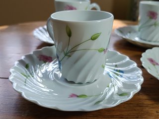3 Tazas Espresso y 4 Platillos Haviland Florence