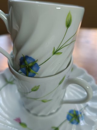 3 Tazas Espresso y 4 Platillos Haviland Florence