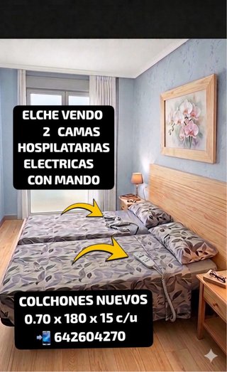 2 Camas Hospitalarias Eléctricas con Mando