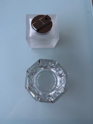 Mechero y cenicero de cristal