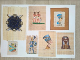 Set 7 Papiri Egizi Dipinti a Mano