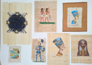 Set 7 Papiri Egizi Dipinti a Mano