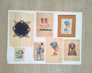 Set 7 Papiri Egizi Dipinti a Mano