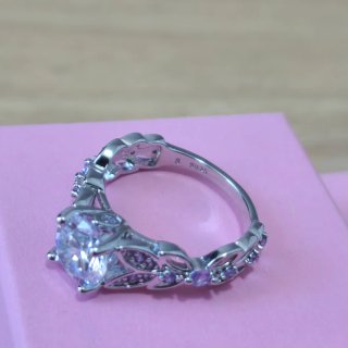 Anillo Plata 925 Circonitas Moradas Talla 8