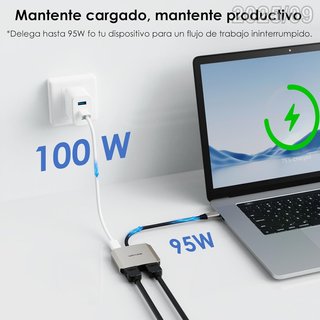 WAVLINK Adaptador HDMI USB-C a Dual HDMI 100W PD
