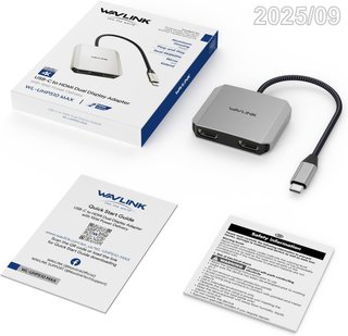 WAVLINK Adaptador HDMI USB-C a Dual HDMI 100W PD