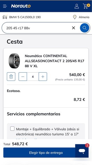4 Neumáticos Continental - Nuevos sin usar