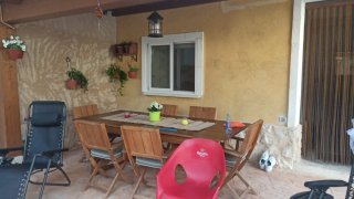 Mesa y 6 sillas de madera de teca