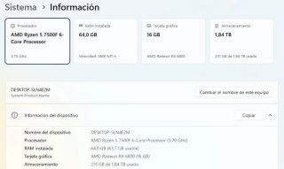 PC Ryzen 5 7500F 64GB DDR5 RX 6800 2TB SSD
