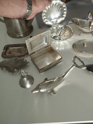 Lote Vintage Alpaca y metal plateado