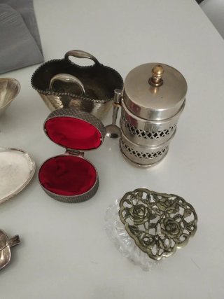 Lote Vintage Alpaca y metal plateado
