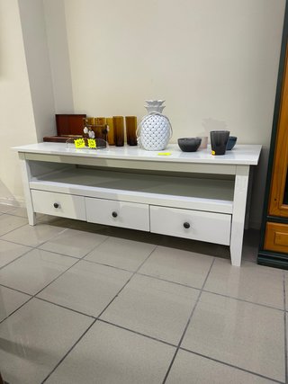 Mueble TV Ikea Blanco Madera Cristal