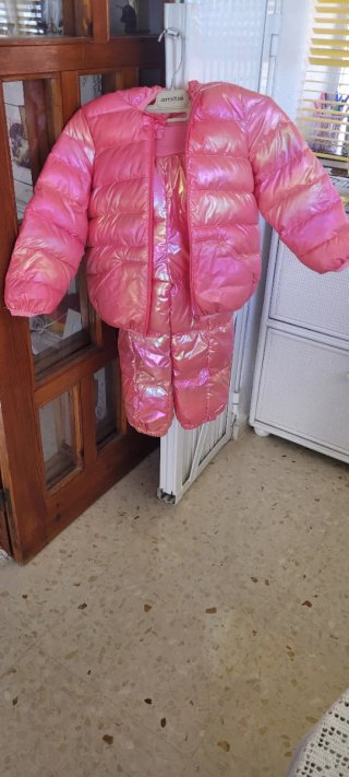 Traje de nieve niña rosa brillante