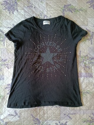 T-shirt Converse con Micro-Borchiette Nera
