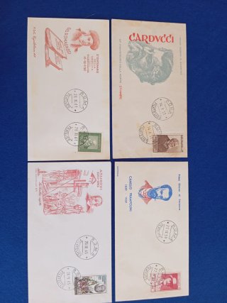 Lote Sellos Italia Carducci Tassoni Prampolini FDC