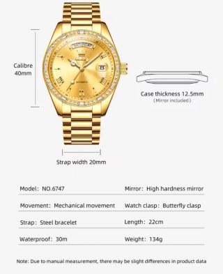 Reloj OLEVS Automático Dorado Hombre