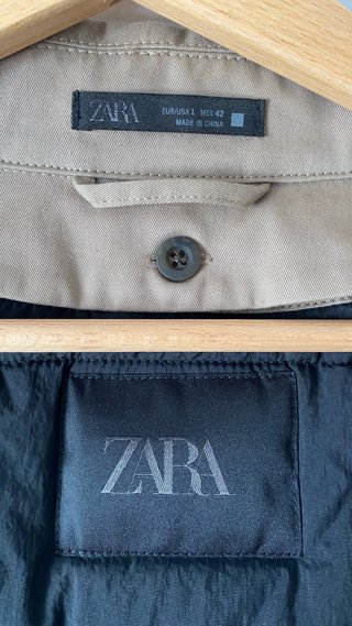 Gabardina Zara Beige con Forro Negro Desmontable