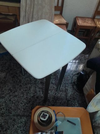 Mesa de cocina vintage blanca plegable