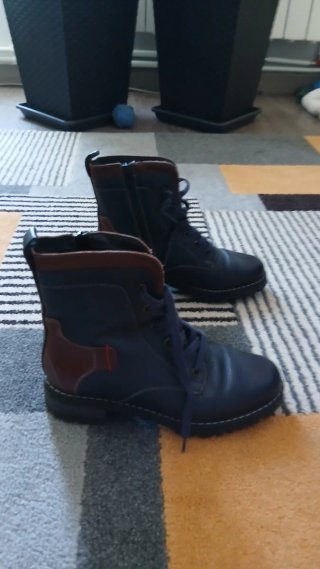 Botas casual de cordones azul marino y marrón - 36