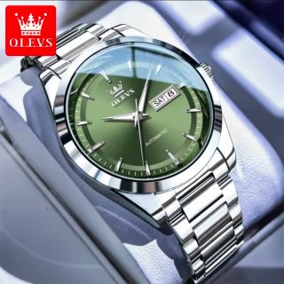 Reloj Olevs Automático Hombre Verde Plata