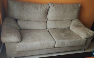 Sofá 2 plazas beige tela