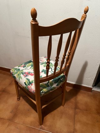 Juego 4 Sillas Madera Estampado Floral