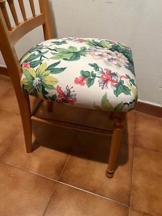 Juego 4 Sillas Madera Estampado Floral
