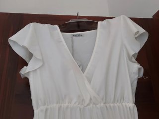 Abito AIRISA midi bianco cotone viscosa
