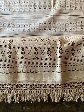 Funda de sofá beige de tela