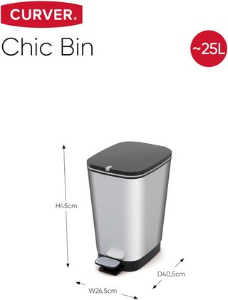 Cestino Curver con pedale antiodore, 25L, nero