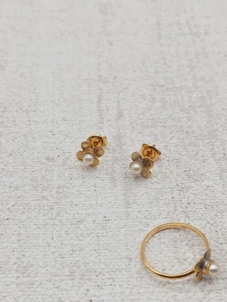 Juego de comunión pendientes y anillo vintage