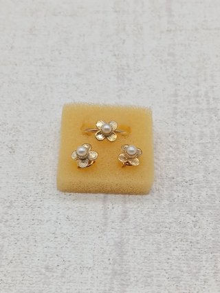 Juego de comunión pendientes y anillo vintage