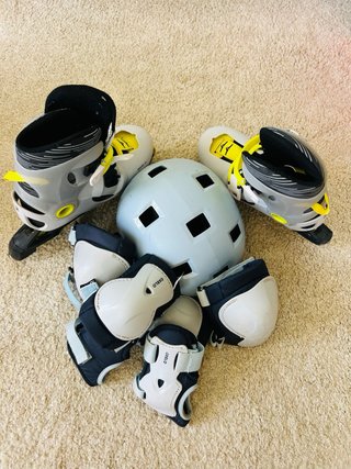 Conjunto Patines Oxelo+Casco y Protecciones T34-36